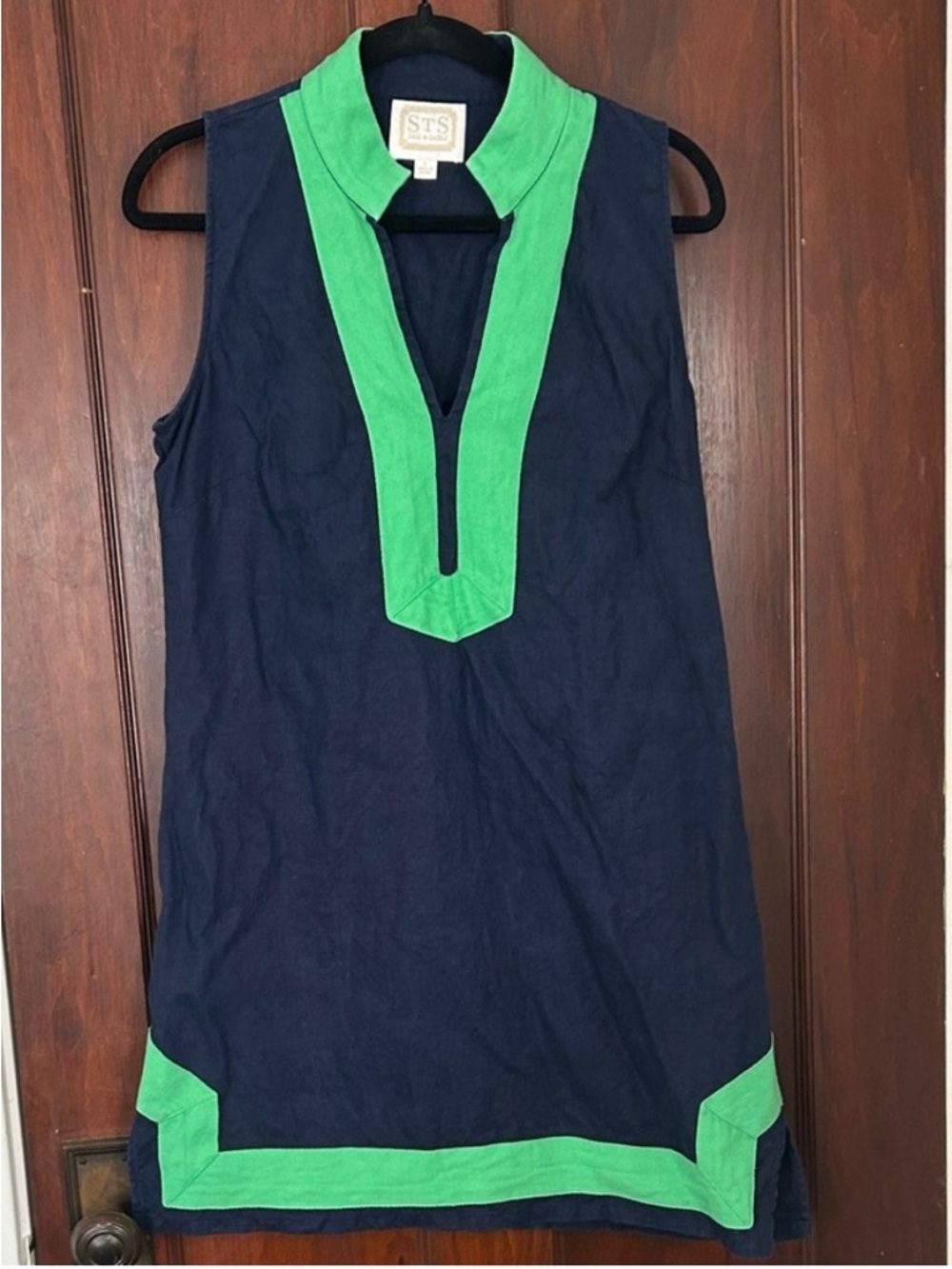 Sail to Sable Navy Tunic with Bright Green Trim
